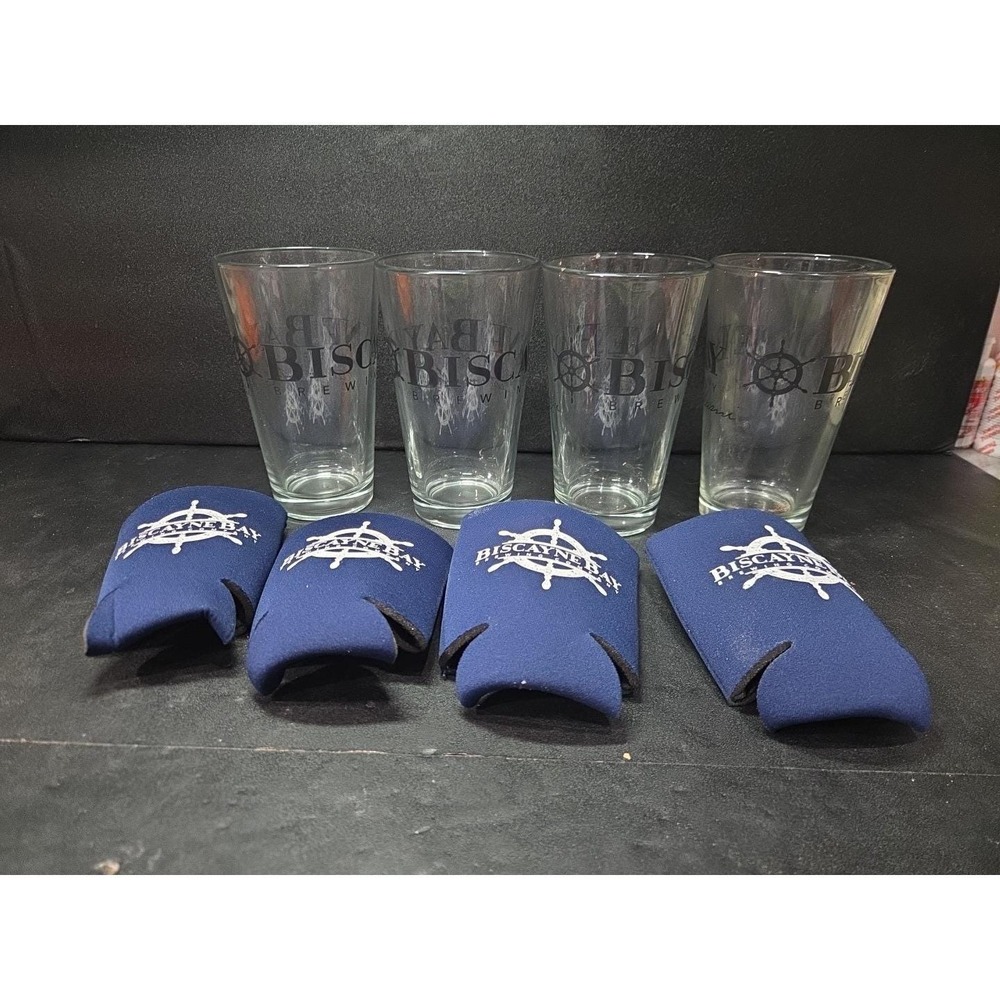 Biscayne Bay Brewing Company Beer Glass, Set of 4, Vintage Breweriana Drinkware‎